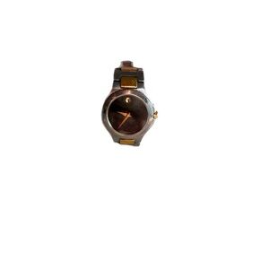 Movado Two-Tone Silver and Gold Ladies Watch with Brown Dial